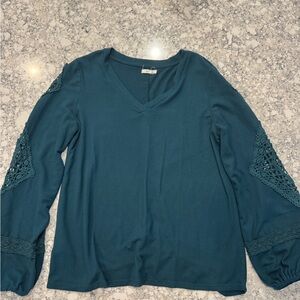Maurices Teal Relaxed V-Neck Sweater